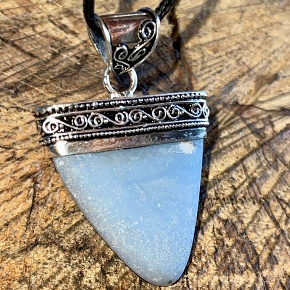 Blue Anhydrite Angelite Pendant 2” - Picture 12 of 15